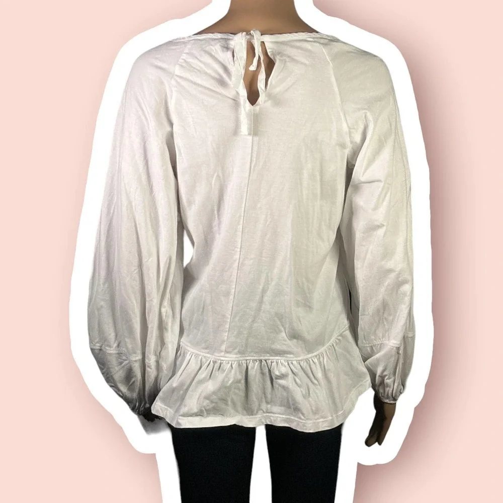 Banana Republic White Drop Waist Puff Sleeve Prairie Top Size Small - 